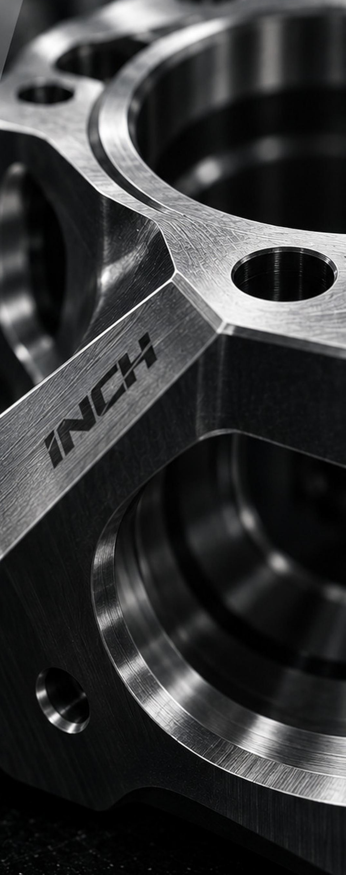 Detail of a precision-machined INCH metal component