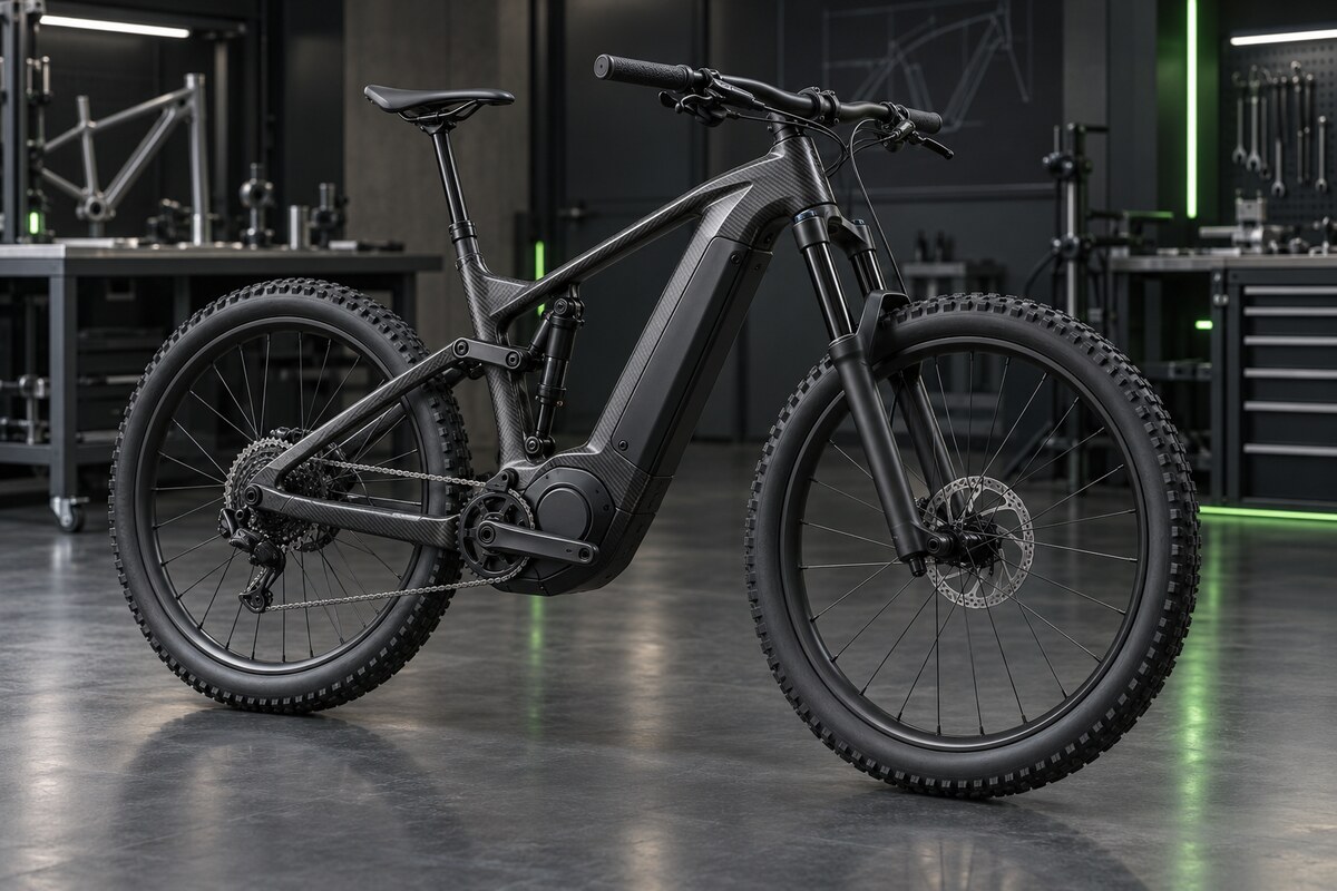 Carbon-fibre electric bicycle developed for integrated battery and mid-drive motor